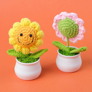 Mini Pianta di <span class=keywords><strong>Girasole</strong></span> Lavorata a Mano all'Uncinetto in Vaso per la Festa della Mamma, il Ringraziamento, il Capodanno Cinese e il Ritorno a Scuola - Product Image 2
