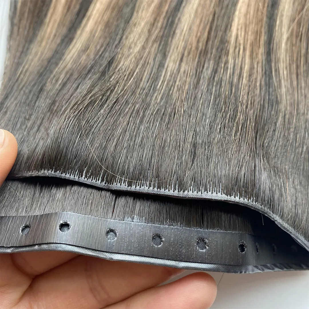 Qingdao Haiyi Hair Pu Seamless Invisible Tape Human Hair Extension Russian Hair Double Drawn Invisible Hole Weft