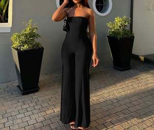 Custom Casual Spring Damen träger lose Overalls Ärmellose breite Beine lose einfarbige Mode einteilige Stram pler - Product Image 1