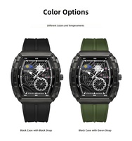WLISTH Montre analogique à quartz élégante et sportive de style barillet, avec calendrier, boîtier en alliage, bracelet en silicone, verre minéral trempé, 30M