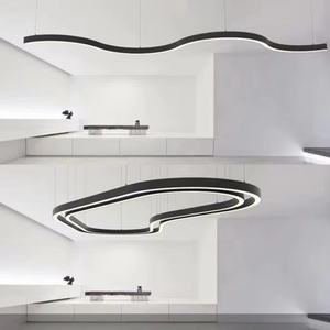 Lámpara Colgante LED Lineal Rectangular/Ovalada de Aluminio para Oficina, Altura Ajustable, 1500mm/1800mm, Regulable, para Gimnasio o Sala de Exposiciones - Product Image 3