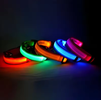 Collier de chien réglable en nylon avec lumières LED, laisse pour animaux de compagnie en polyester durable pour l'entraînement nocturne, fluorescent, lumineux, clignotant pour la sécurité des poils