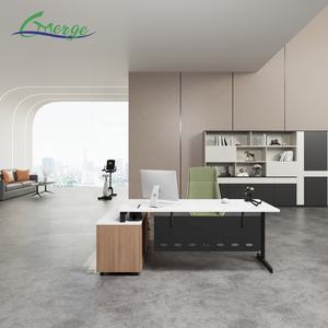 Bureau de direction moderne et convertible en forme de L, avec structure métallique, pour usage de secrétaire - Product Image 2