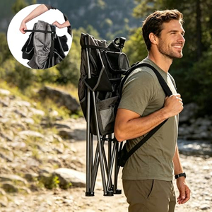 Chaise de pêche portable pour l'extérieur et les voyages avec accoudoirs rembourrés, sac de rangement, porte-gobelet, chaise pliante pour le camping, la plage et la pêche à la ligne - Product Image 3