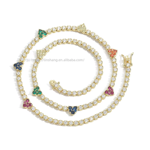 Color Small Love Tennis Chain Couple <b>Stacked</b> Copper Inlaid Zircon Heart Tennis <b>Bracelet</b> Tanjing Fashion Lijing Necklace - Product Image 5