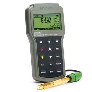 Conductimètre d'eau ultrapure Hanna HI98197, 0,001 à 9,999 Scm, testeur de résistivité, de conductivité électrique (EC), de TDS et de température - Product Image 2