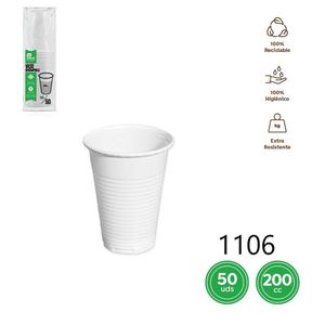 Bicchieri Monouso Infrangibili Bianchi 200cc 50 Pezzi - Product Image 3