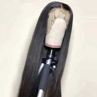 Peluca frontal completa de encaje HD 13x6 de cabello humano virgen natural brasileño liso sin pegamento para mujeres negras, de longitud larga, al por mayor