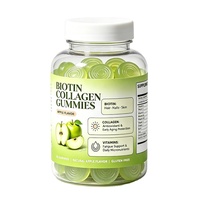 Complément Alimentaire Gommes de Biotine et Collagène Marque Blanche – Bonbons Tendres à Mâcher Saveur Pomme pour une Peau Éclatante
