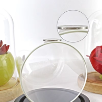 Cloche en verre de style européen avec base en bois pour la décoration intérieure, la promotion et les expositions, à ouverture facile