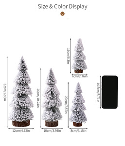 HB-402 Miniature <strong>White</strong> Artificial Small <strong>Christmas</strong> Pine <strong>Tree</strong> with Base for Mantel Village Dining Table Holiday Decorations - Product Image 6