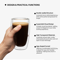 Lot de 2 tasses à café en verre à double paroi 300ml 350ml / 10.25oz 11.96oz en borosilicate isolé pour café glacé, latte, usage domestique