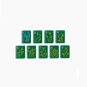 Tuiles de Mahjong Vertes Série Émeraude Américaine Jeu de Mahjong avec Motif Poisson Rose Directions Nord-Ouest Sud-Ouest - Product Image 4