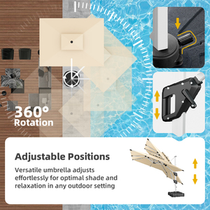 Sombrilla de <span class=keywords><strong>Patio</strong></span> Grande Rectangular para Exteriores, Sombrillas <span class=keywords><strong>Cantilever</strong></span> con Doble Techo, Resistentes, Impermeables, de Aluminio, Resistentes al Viento, para Piscina - Product Image 4