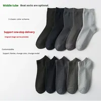 Chaussettes mi-mollet pour hommes en fibre de bambou douce, absorbantes, respirantes, noires, style business décontracté, export