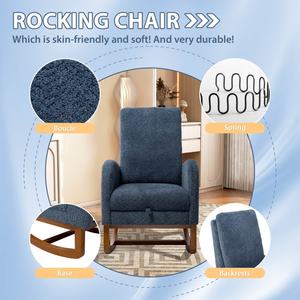 Bequemer Boucle Living Room Glider <span class=keywords><strong>Chair</strong></span> Schaukel stuhl für Erwachsene mit einziehbarer Fuß stütze - Product Image 3