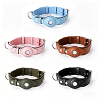 Collar de Cuero de Lujo para Perro con AirTag, Collar Personalizado Antipérdida con Rastreo para Mascotas, Funda para AirTag de Apple para Perros Pequeños, Medianos y Grandes