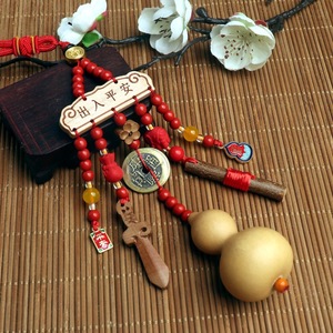 Pendentif en bois de pêche en forme de calebasse, décoration naturelle pour la maison, cadeau unisexe, 12 ans et plus - Product Image 2