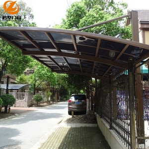 Abri de voiture extérieur en alliage d'aluminium, prêt à l'emploi, robuste, moderne, durable et imperméable, type abri incliné - Product Image 4