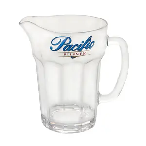 Pichet à eau glacée 1,3 L Pichet en plastique pour bière en polycarbonate Logo de marque imprimé Pichet à bière réutilisable