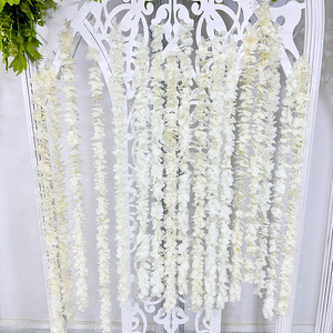 ดอกไฮเดรนเยียประดิษฐ์สีชมพูแบบไหม ยี่ห้อ Queyiyi สำหรับตกแต่งงานแต่งงาน แขวนเพดาน ผนัง ความยาว 2 เมตร - Product Image 3