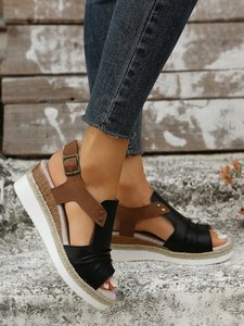Sandalias con tacón <span class=keywords><strong>de</strong></span> cuña para mujer con plataforma y hebilla <span class=keywords><strong>de</strong></span> correa <span class=keywords><strong>de</strong></span> tobillo <span class=keywords><strong>de</strong></span> cuero barato <span class=keywords><strong>de</strong></span> fábrica <span class=keywords><strong>de</strong></span> último diseño - Product Image 5