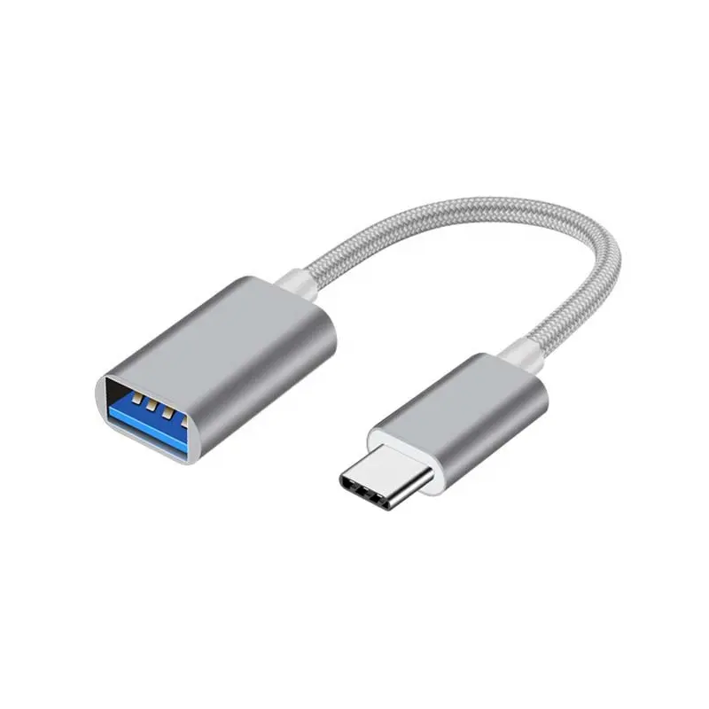 다채로운 하우징 OTG 케이블 어댑터가있는 알루미늄 USB C to A 케이블 변환기