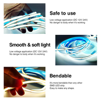 Bande lumineuse LED COB 320 LED 10m 8mm Cuivre Flexible Blanc Chaud Rétroéclairage 12V/24V Bande LED COB Intelligente