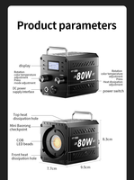 Lumière vidéo RGB COB ZGRL 80W pour éclairage photographique en studio, photo et vidéo, effet stroboscopique en direct ZU80
