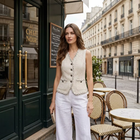 Gilet sans manches pour femme de Mssy Factory, style parisien, avec détails tricotés et débardeur à col en V intégré