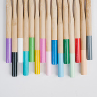 Brosses à dents en bambou naturel - Manche rond, poils doux et moyens, biodégradables, écologiques, en bois, colorées pour adultes