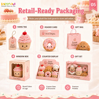 Jouets en peluche personnalisés avec logo de boulangerie, animaux en peluche écologiques sur le thème de la nourriture, faible MOQ, OEM, ODM, délai de livraison rapide pour les programmes de cadeaux avec achat