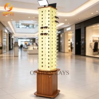 Wholesale 4-Sided Rotating Eyeglass Display Stand, Floor Sunglasses Rack with Lockable Storage Cabinet