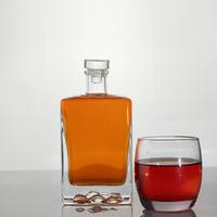 Bouteilles en verre vides carrées et rectangulaires de 500 ml, 750 ml, 1000 ml pour fruits, whisky et liqueurs, avec bouchon inviolable blanc LGG-04 – Vente en gros
