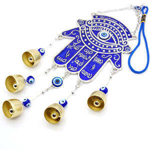 <strong>Blue</strong> Devil's Eye Metal Palm Wind <strong>Bell</strong> Pendant Greek Turkiye <strong>Blue</strong> Eye Jewelry Figurine Wall Decoration Casting Technique - Product Image 2