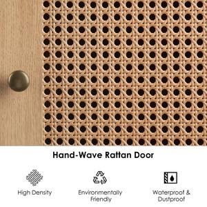 Op maat gemaakte 73 inch keukenkast met rotan deuren, verwijderbaar wijnrek en laden - Product Image 4