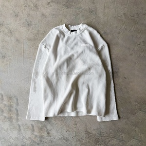 Custom Thermal Long Sleeve <b>Shirt</b> Men Blank Plain 100% Cotton Oversized Boxy Drop Shoulder <b>Waffle</b> Thermal Long Sleeve <b>Shirt</b> - Product Image 1