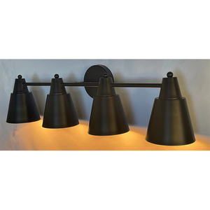 Lámpara <span class=keywords><strong>de</strong></span> Pared <span class=keywords><strong>para</strong></span> <span class=keywords><strong>Baño</strong></span> <span class=keywords><strong>de</strong></span> Estilo Industrial Moderno con Pantalla Cónica <span class=keywords><strong>de</strong></span> 4 Luces en Negro Mate - Iluminación <span class=keywords><strong>para</strong></span> Colocar Sobre el Espejo - Product Image 3