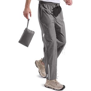 Pantalones de Lluvia Ligeros para Hombre, Impermeables, Resistentes al Viento, Plegables, para Senderismo y Actividades al Aire Libre, Cintura Elástica, Cierre de Cremallera, para Todas las Estaciones, 100% Poliéster - Product Image 1