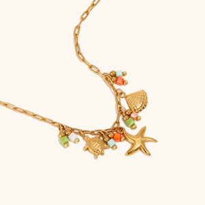 Mùa xuân mùa hè Đại Dương theo chủ đề Mặt Dây Chuyền Vòng cổ 18K mạ vàng thép không gỉ đầy màu sắc cá nhân quyến rũ cho phụ nữ tùy chỉnh - Product Image 2