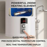Réservoir d'eau vertical mural électrique en plastique, capacité 40L, classe d'efficacité énergétique B, 2100W, gain de place pour la maison