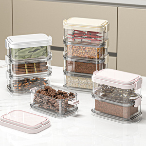 <b>Spice</b> Storage Box Stackable Airtight Food Grade Container For Kitchen Seasoning M Size Clip On Lid - Product Image 2