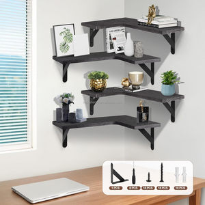 4 Tier lưu trữ tường giá L hình dạng treo tường nổi kệ trang trí nội thất kệ gỗ góc kệ cho nhà bếp - Product Image 6