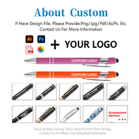 Stylo bille et stylet 2-en-1 en métal, coloré, pour publicité d'entreprise, cadeau d'entreprise, stylo à bille de bureau avec logo personnalisé