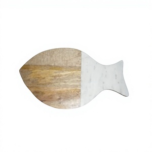 Planche à découper rectangulaire en bois et marbre de 2,0 cm d'épaisseur, design élégant, pour cuisine domestique, résistante au lave-vaisselle, personnalisable pour fruits - Product Image 1