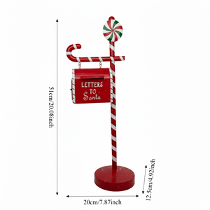 Boîte aux lettres <span class=keywords><strong>du</strong></span> Père Noël - Boîte décorative rouge 'Lettres <span class=keywords><strong>au</strong></span> Père Noël' avec canne en sucre, activité familiale festive pour les lettres de vœux de Noël - Product Image 3