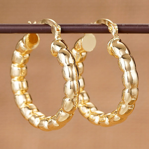 Orecchini a Cerchio in Metallo con Nodo per Donne, Stile Britannico Chic, Gioielli alla Moda Elettroplaccati, Regalo Quotidiano - Product Image 5