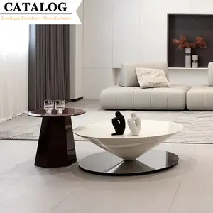 Italian Diamond Fiber Glass Center Tables Mirrored Stainless Steel Suspended Coffee Table