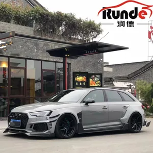Runde For Audi A4 RS4 Wide Body Kit Front Lip Rear Lip Wide Wheel Eyebrow Fender Side Skirts Trunk Spoiler Roof Spoiler High Fit