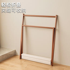 Folding Floor-<b>Standing</b> Clothes Storage <b>Rack</b> Nan Bamboo Material Minimalist Design 2 Shelves Bedroom Bathroom Home Furniture - Product Image 1